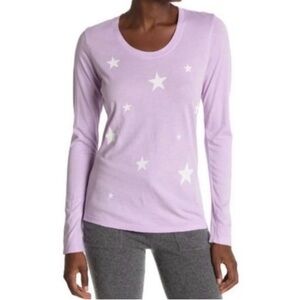 Sundry Women’s Lilac w/ Graphic Print Stars - SZ 3= L -Long Sleeve Jersey Top
